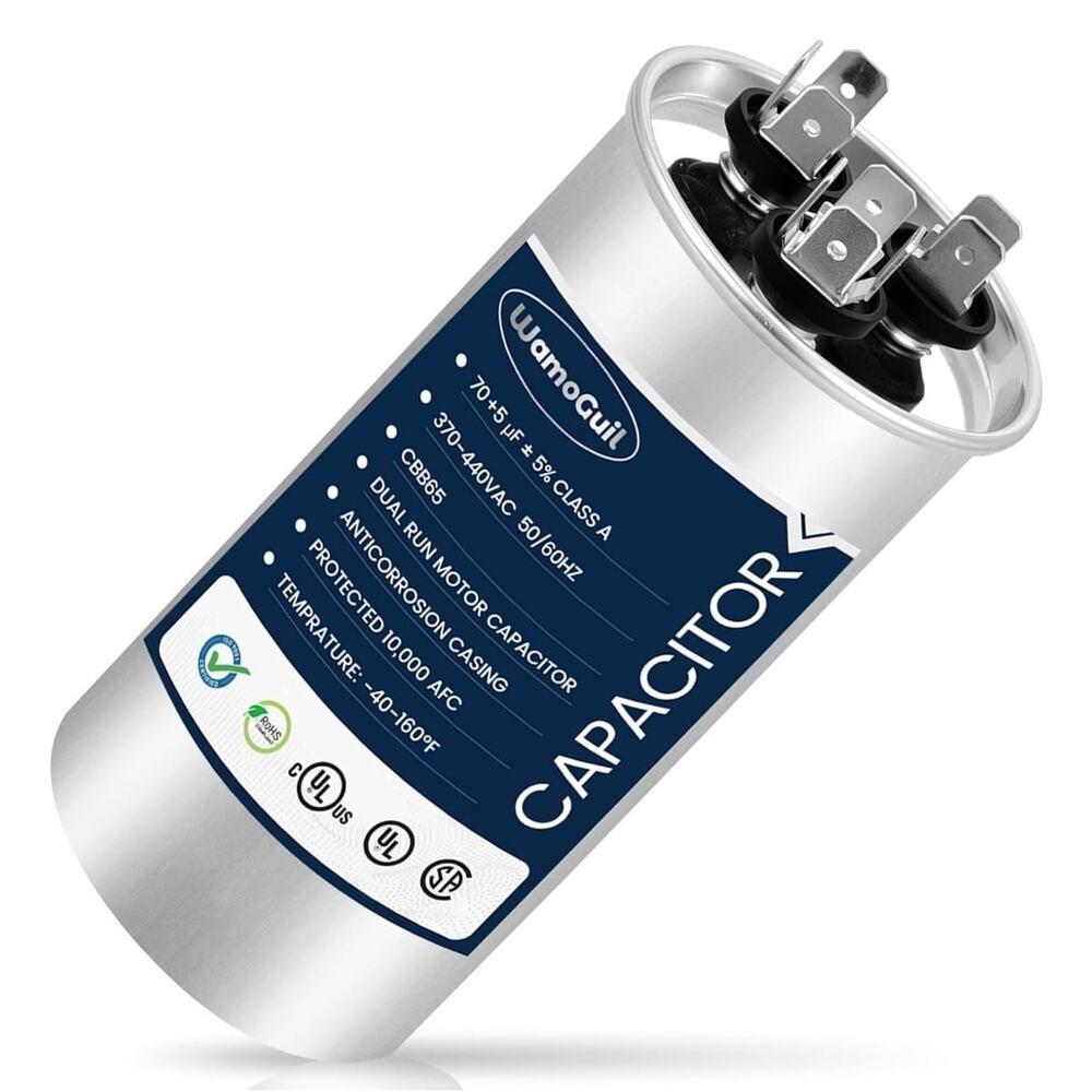 HVAC Capacitor 70/5 uF 70+5 MFD 370VAC or 440VAC Dual Run Start Round A/C
